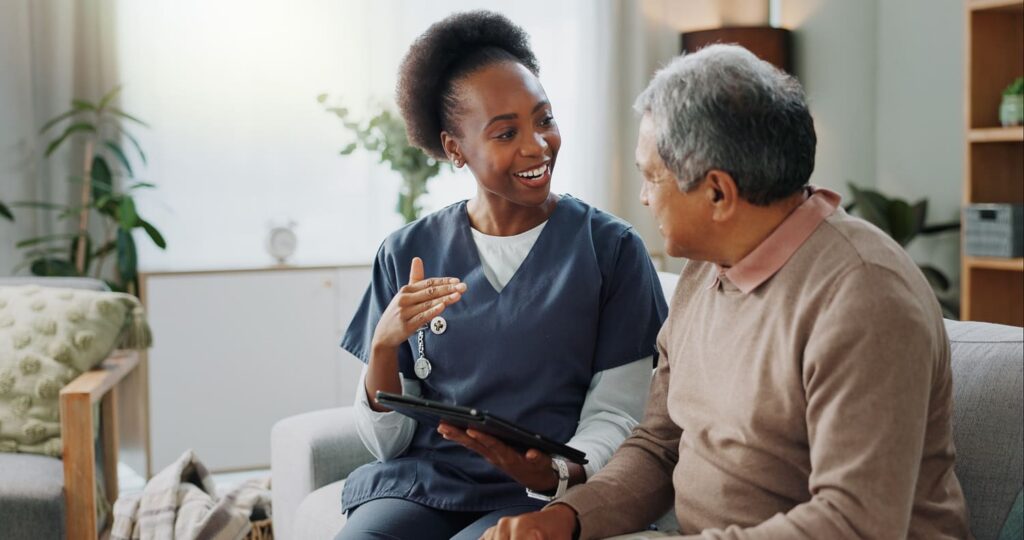 Choice Home Care caregiver meeting care needs